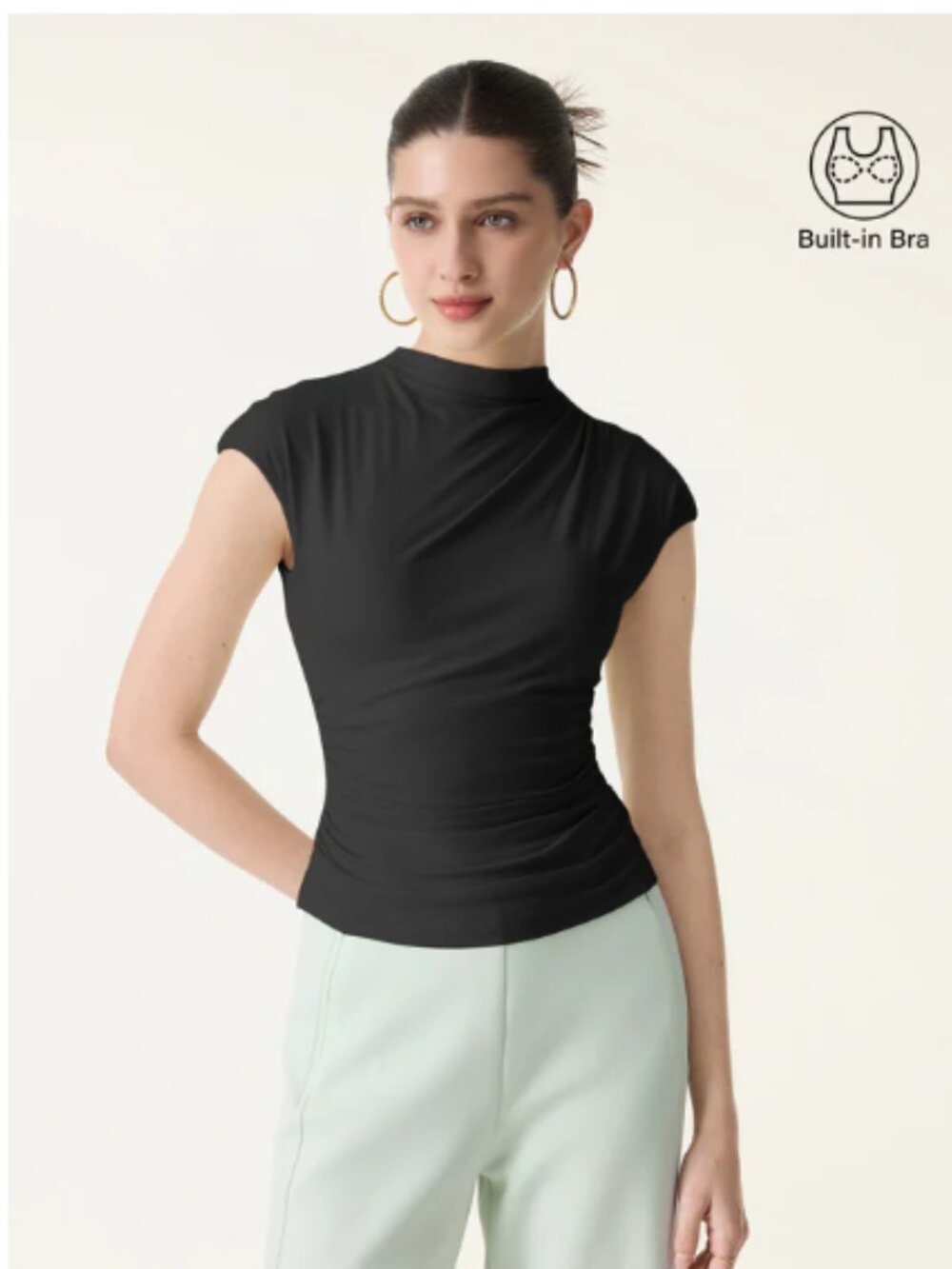 OGL SkinKiss Mockneck Ruched Cropped Bra Top
